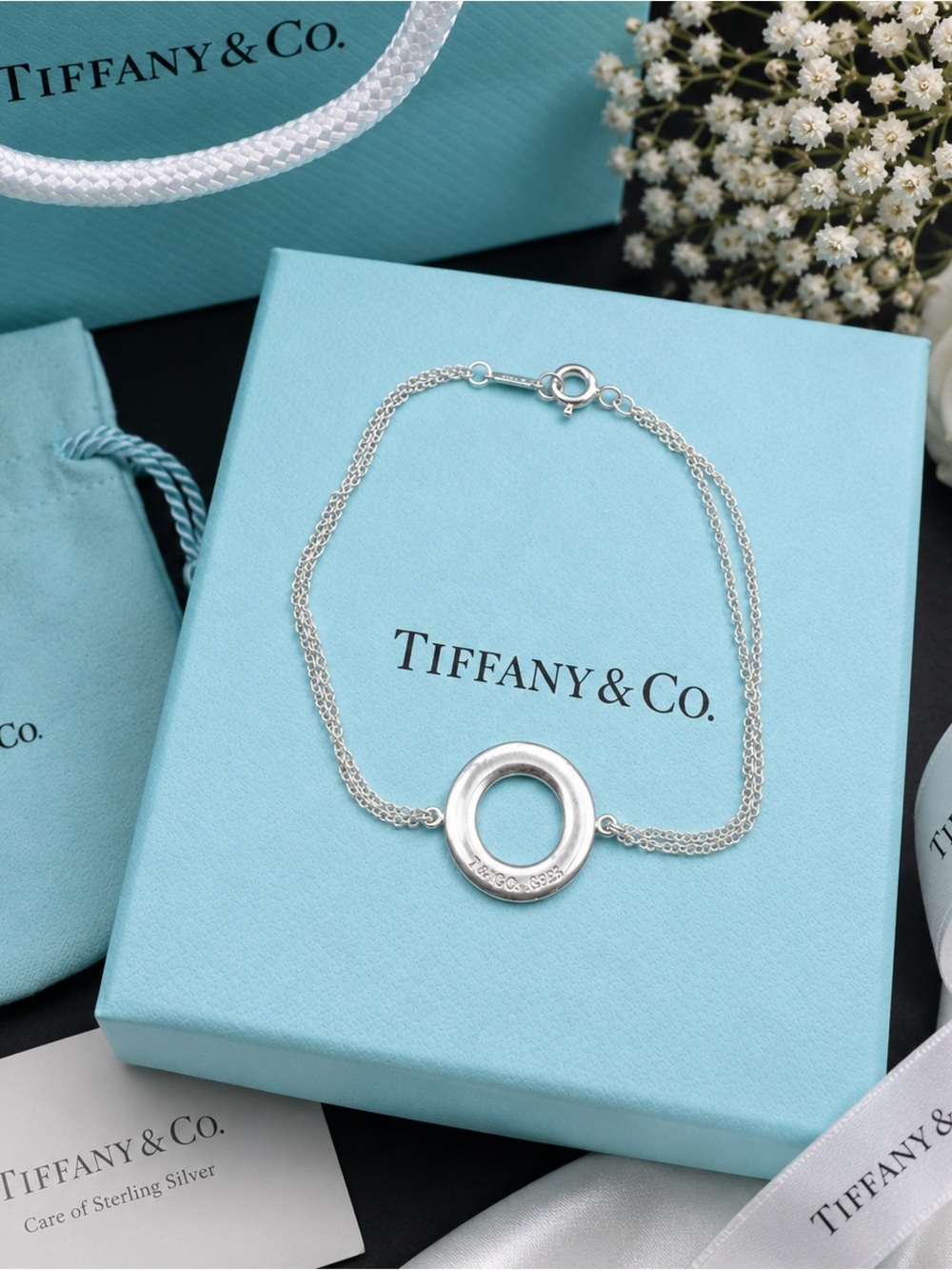 Tiffany & Co. 1837 Circle Station Bracelet Sterling Silver 6.5” Authenticated